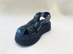 Fashion Black Velvet Platform Sandals Bright Surface Summer