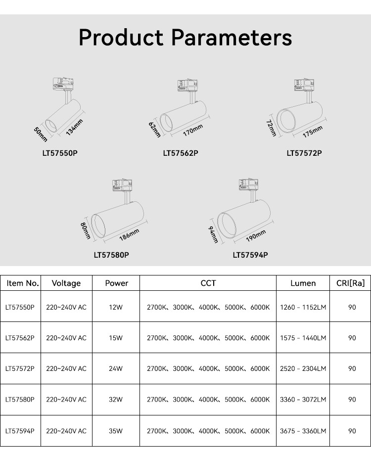 32W Adjustable Led Spotlight 2700K 3000K 4000K Aluminum LED Track Light