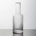 Ripple Bedside Water Carafe And Glass Set 30Oz Hand Blown Gold Or Silver Rim