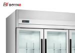 Upright Industrial Catering Fridge Stainless Steel Kitchen Display Four Glass