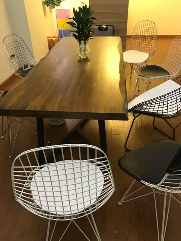 Indoor Outdoor Furniture Metal Frame Dining Chair PU Leather Gold Wire Chairs