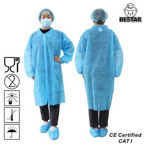 Quality 35gsm Cleanroom PP Disposable Lab Coat Visitor Gown wholesale
