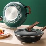 Non Stick Kitchen Wok Pan With Comfortable Wooden Handle