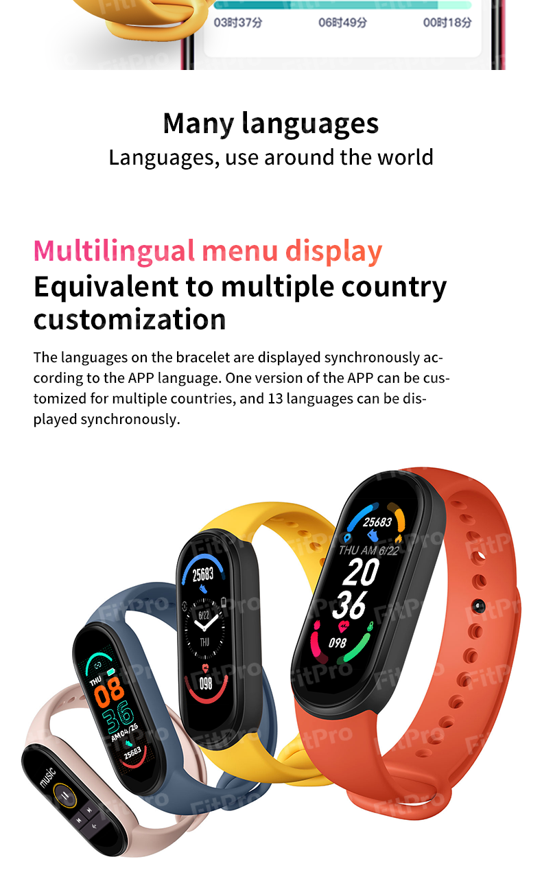 Wholesale Smartwatch Fitness Tracker Watch For Xiaomi Smartband Mi Band 6 5 Fitness Bracelet