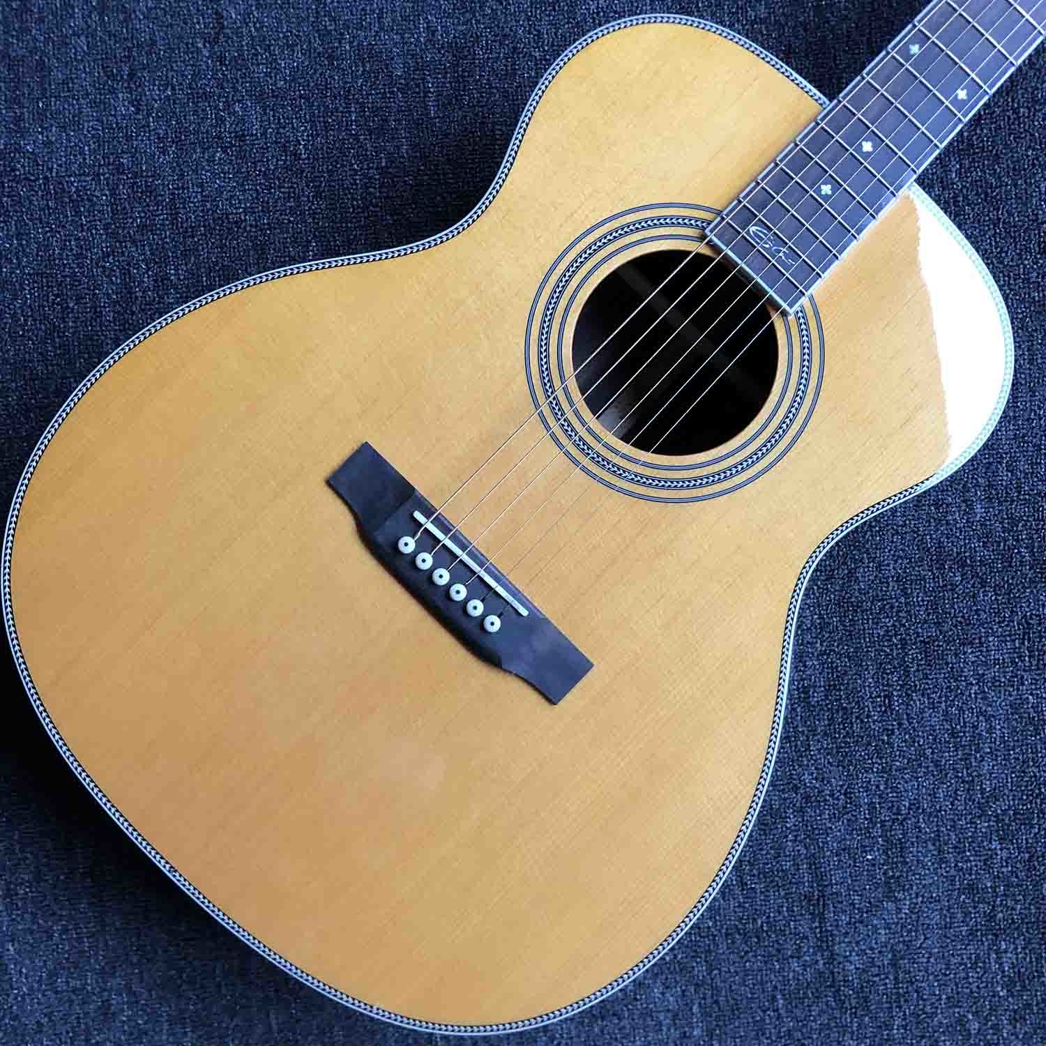 Custom Solid Spruce Top GOM28S Acoustic Electric Guitar 2020 New Yellow Color Rosewood Back and Side Acoustic Guitar EQ
