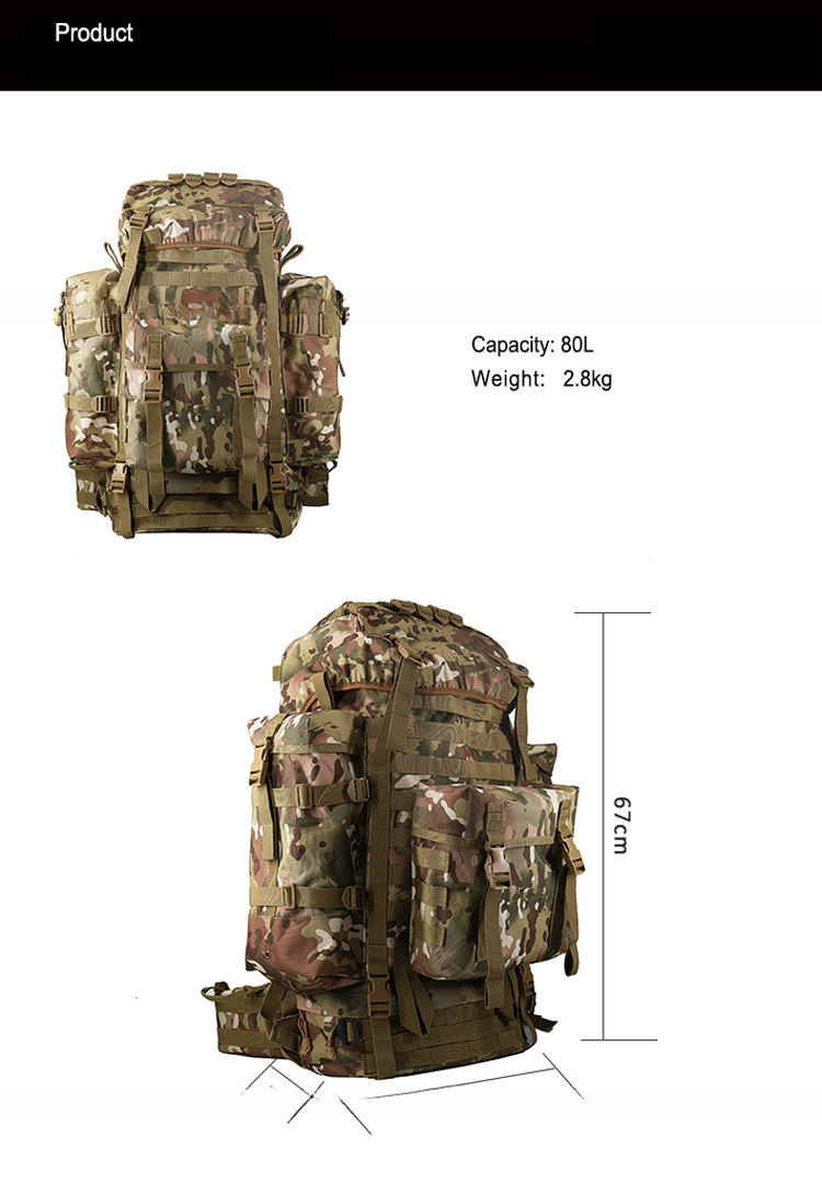 Outdoor Training and Camping Backpack with Molle System 600D Oxford Cloth Material