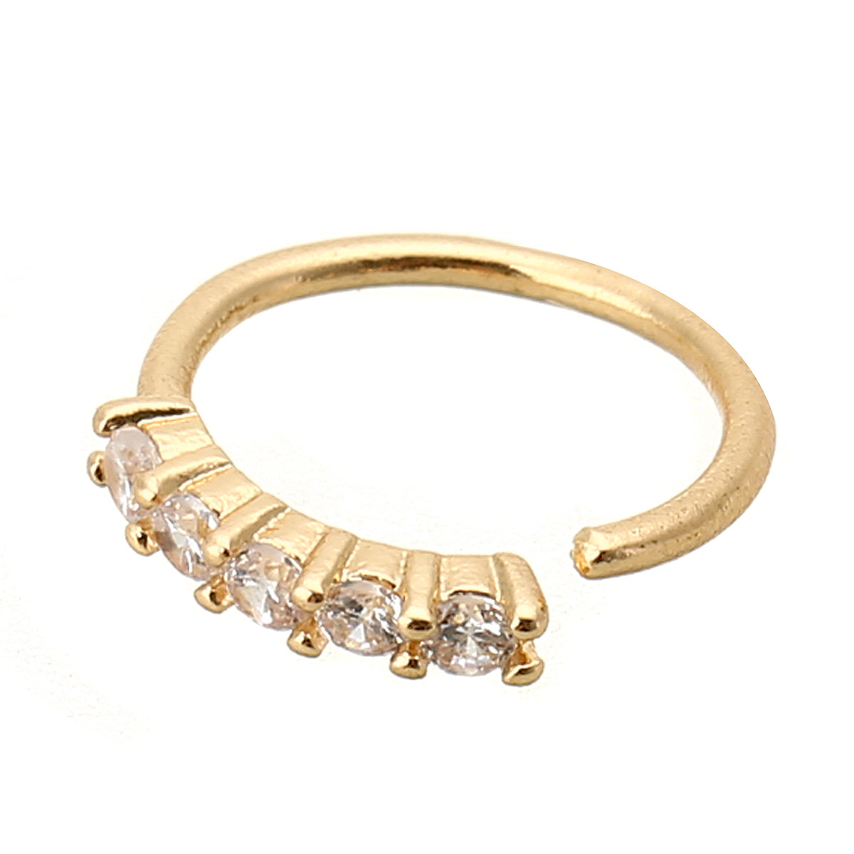 Shellhard Trendy 5 Crystals Nose Ring Vintage Rhinestone Stainless Steel Nose Hoop Ring For Women Femme Jewelry