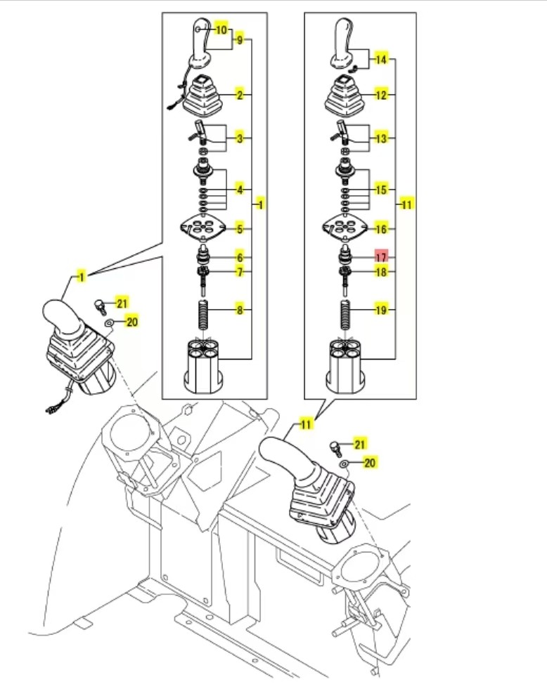 High-Quality Excavator Hydraulic 10*10mm Joystick Pusher Remote Control Valve Of CAT DH R EC