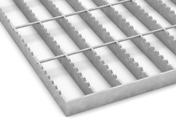 Cheap Hot Dipped Serrated Bar Steel Grating 101.6mm Cross Pitch Rain Water Drain Grill for sale