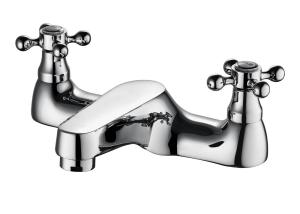 Quality Polished Brass Bathroom Sink Faucets / Two Handle Bath Shower Faucets wholesale