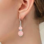 Handmade Crystal Stone Earrings Rose Quartz Gemstone Beaded Pendant Earrings