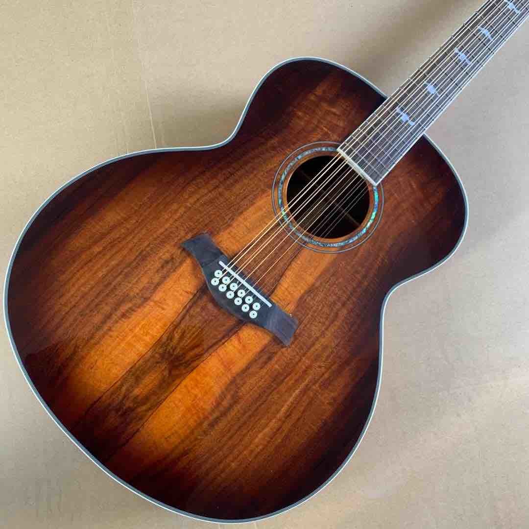 Grand K55h 12 Strings Jumbo Koa Wood Acoustic Guitar with Fishman Electronic