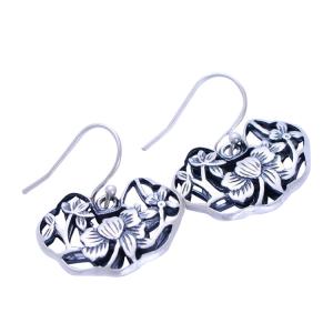Quality Sterling Silver 925 Engraved Flowers Dangle Earring (XH042982W) wholesale