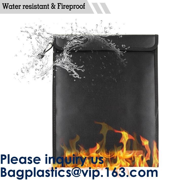 waterproof and fireproof resistant document bag,Lock Box Bag For Documents Money & Office Files Freproof Safe Bag with L