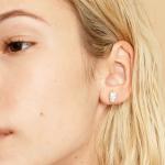 Minimalist Gold Plated 925 Silver Diamond Stud Earring 925 Shiny Silver Heart