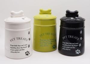 Quality Ceramic Personalized Dog Treat Jar , Pet Food Canister With Decal Silicone Sealed wholesale