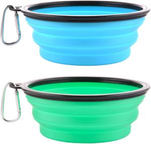 Quality TPE Outdoor Dog Collapsible Bowl Green And Blue For Traveling And Hiking wholesale