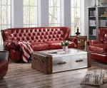 Chesterfield Imperial Red Leather Sofa Living Room Sofa