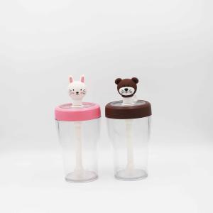 Quality Kids Transparent Plastic Water Bottles With Cartoon Bear Stopper wholesale
