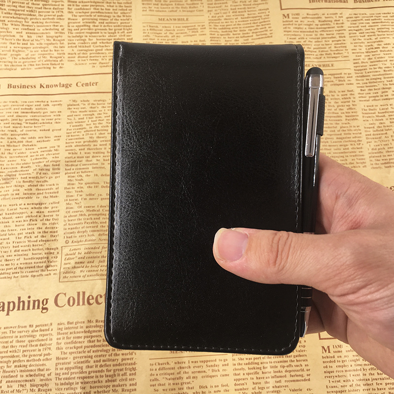 Reporters' Must-Have A7 PU Leather Cover Notepad with Gel Pen 2 Colors