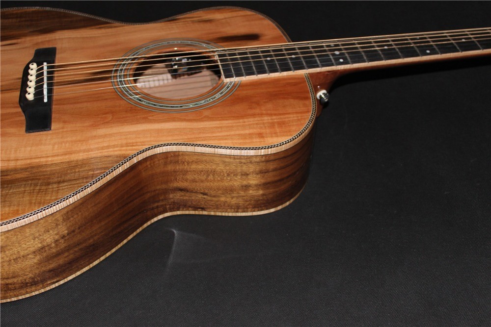 AAAA all Solid imported apple wood OM body style acoustic electric guitar