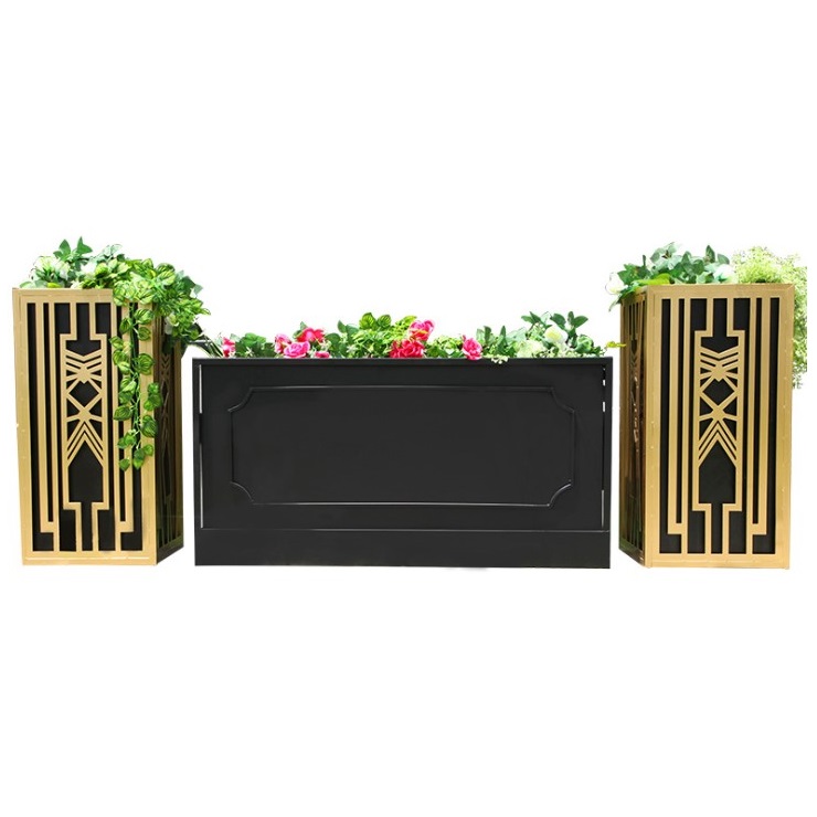 Golden stainless steel stand flower pot exterior decoration