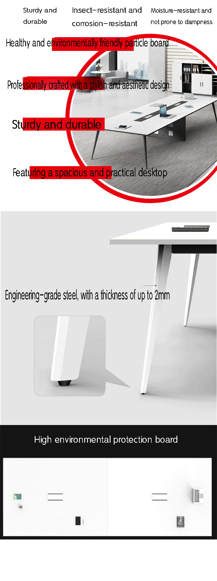 Solid Wood Office Furniture Customized Luxury White Conference Table Modern Meeting Room Table 10
