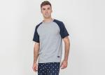 Two Piece Mens Luxury Sleepwear 100% Combed Cotton Jersey Pyjamas Classic Style