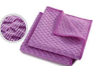 Quality Purple Color Microfiber Dish Towels Waffle For Kitchen Cleaning wholesale