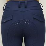 Womens Horse Riding Pants Navy Blue Front Pocket Full Seat Silicone Grip