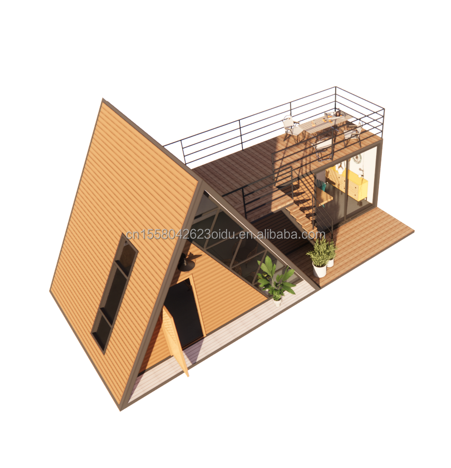 Triangle House A Frame House Kit For Living With 50/75/100mm Wave Sandwich Panel Wall and Log