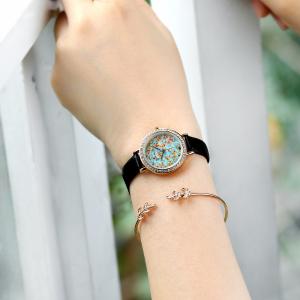 Quality MOP surface Women'S Quartz Watch Bracelet Gift Set Open Leaf Bracelet wholesale