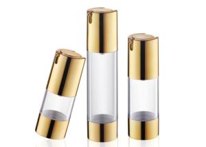 Quality Matte Silver Acrylic Cosmetic Airless Bottle , 1oz 3oz Gold Lotion Pump Spray Bottle wholesale