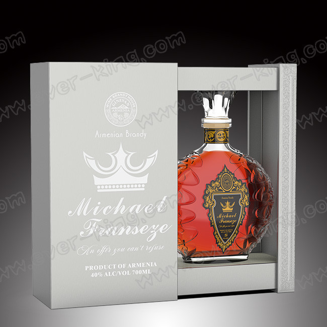 Custom Matt Gold Printed Logo Wine Gift Drawer Box For Brandy Whisky Packaging