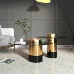 Modern Stainless Steel Round Living Room Combination Coffee Table