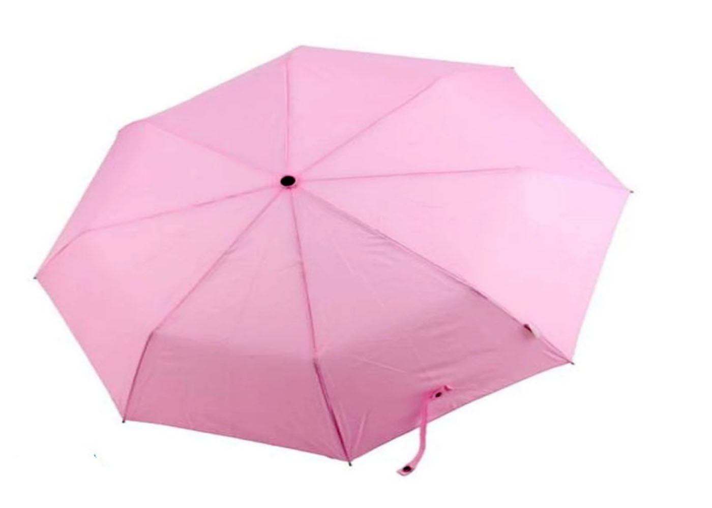 Metal Shaft Lady Pink 3 Foldable Umbrella Fiberglass Frame 21 Inch 8 Ribs