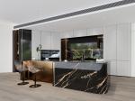 Luxury SS Modern Kitchen Cabinet With Multifunctional Curved Metallic Gold
