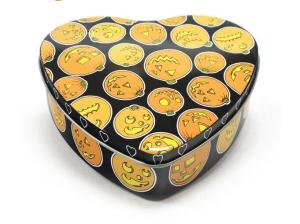 Quality Set Of 5 Halloween Pumpkin Heart Tins wholesale