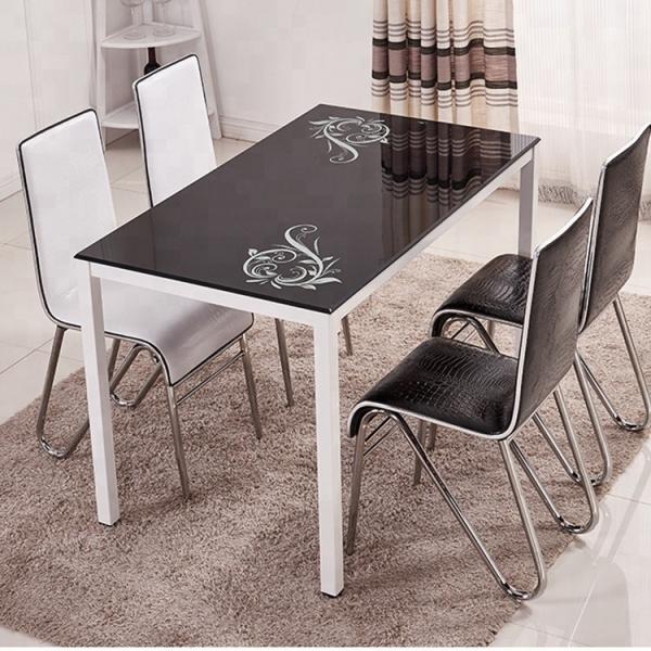 Tempered Glass Top Dining Room Table With Powder Coating Counter legs with