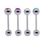 Crystal Gems Horizontal Tongue Piercing Jewelry 14 Gauge 1.6mm