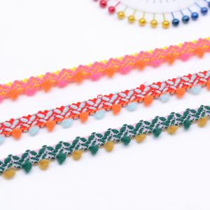 Quality Crafts Woven 1.2cm Mixed Colour Pom Pom Trim wholesale