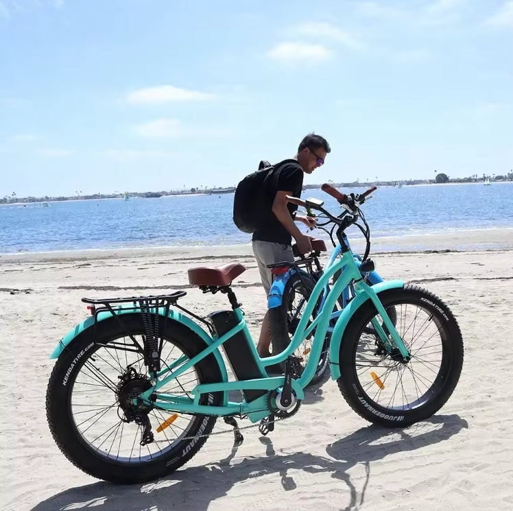 Step Thru Ebike 7 Speed Electric City Bike 48V 500W 750W Electric Bike 26*4.0 Fat Tire Electric Bike For Ladies