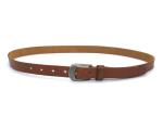 Casual 7/8” Womens Genuine Leather Belt With Anti - Silver Carved Buckle