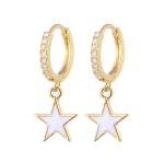 Colorful Enamel Star Hoop Earrings Real 925 Sterling Silver Earrings Rhodium
