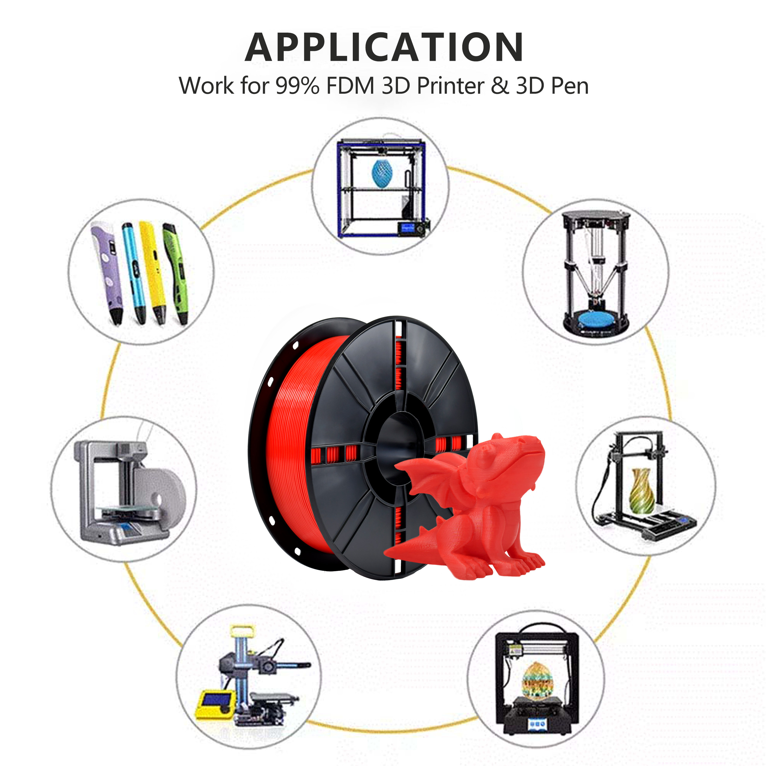 3D Printer 1.75mm Red PLA+ Filament Strong Toughness for Customization Request 3d Printing Filament