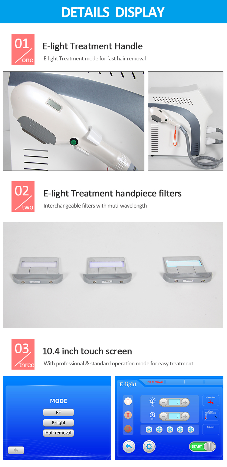1-10Hz E Light Laser Hair Removal Machine 3 In 1 Multifunctional Elight IPL RF Laser