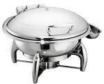 6.0Ltr Round Hydraulic Chafing Dish Full Stainless Steel Lid Induction Or Spirit