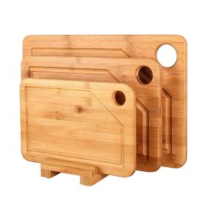 Quality 3PCS Bamboo Butcher Block Chopping Board Set 28x2cm 33x22cm 22x15cm wholesale