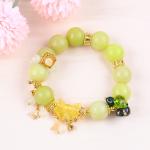Handmade Gemstone Beaded Bracelet Lemon Jade Stone Bracelet Adjustable Peal