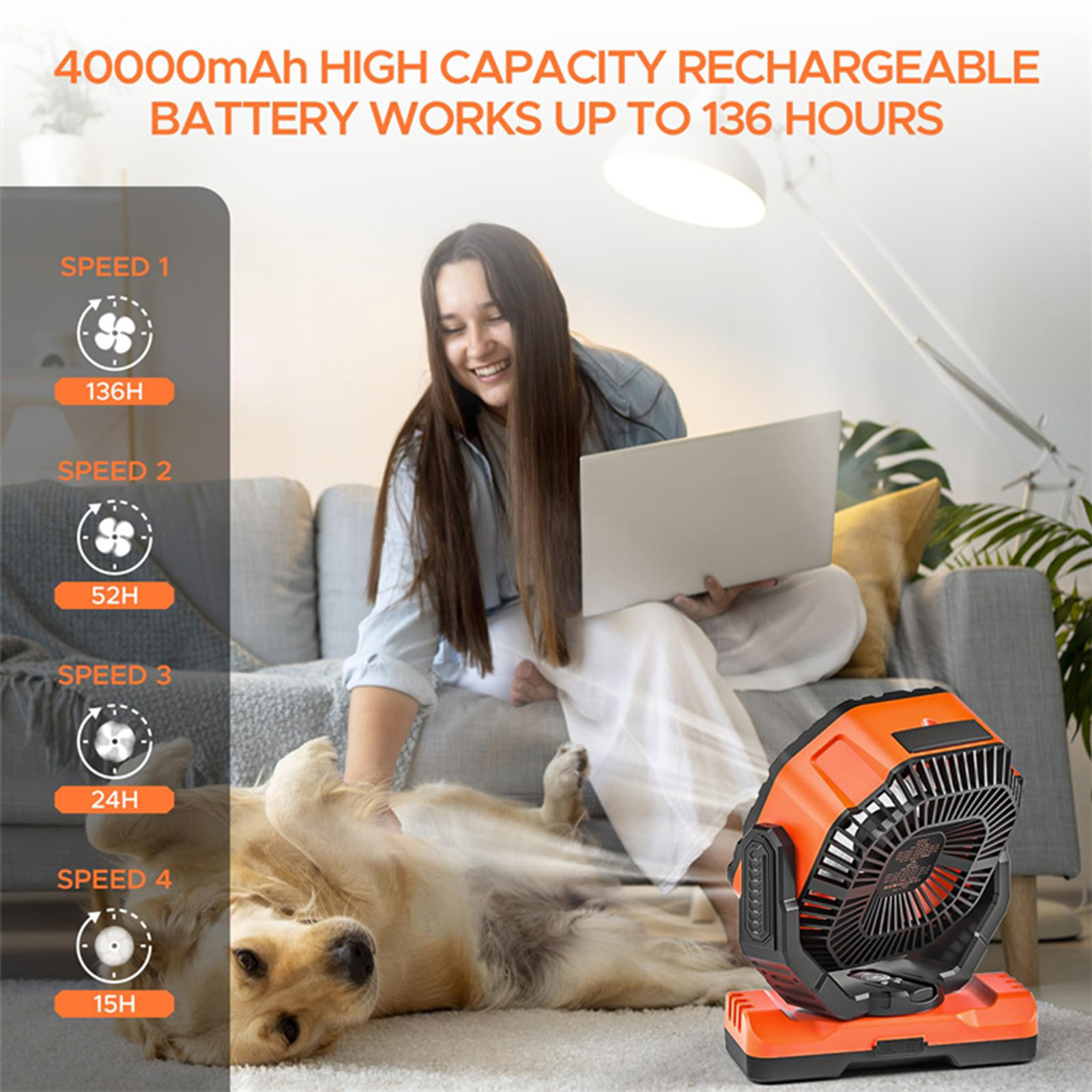 Socool Fan 4kg Multifunctional Portable Fan Power Supply Rechargeable Battery Less Than 50 DB Noise Level